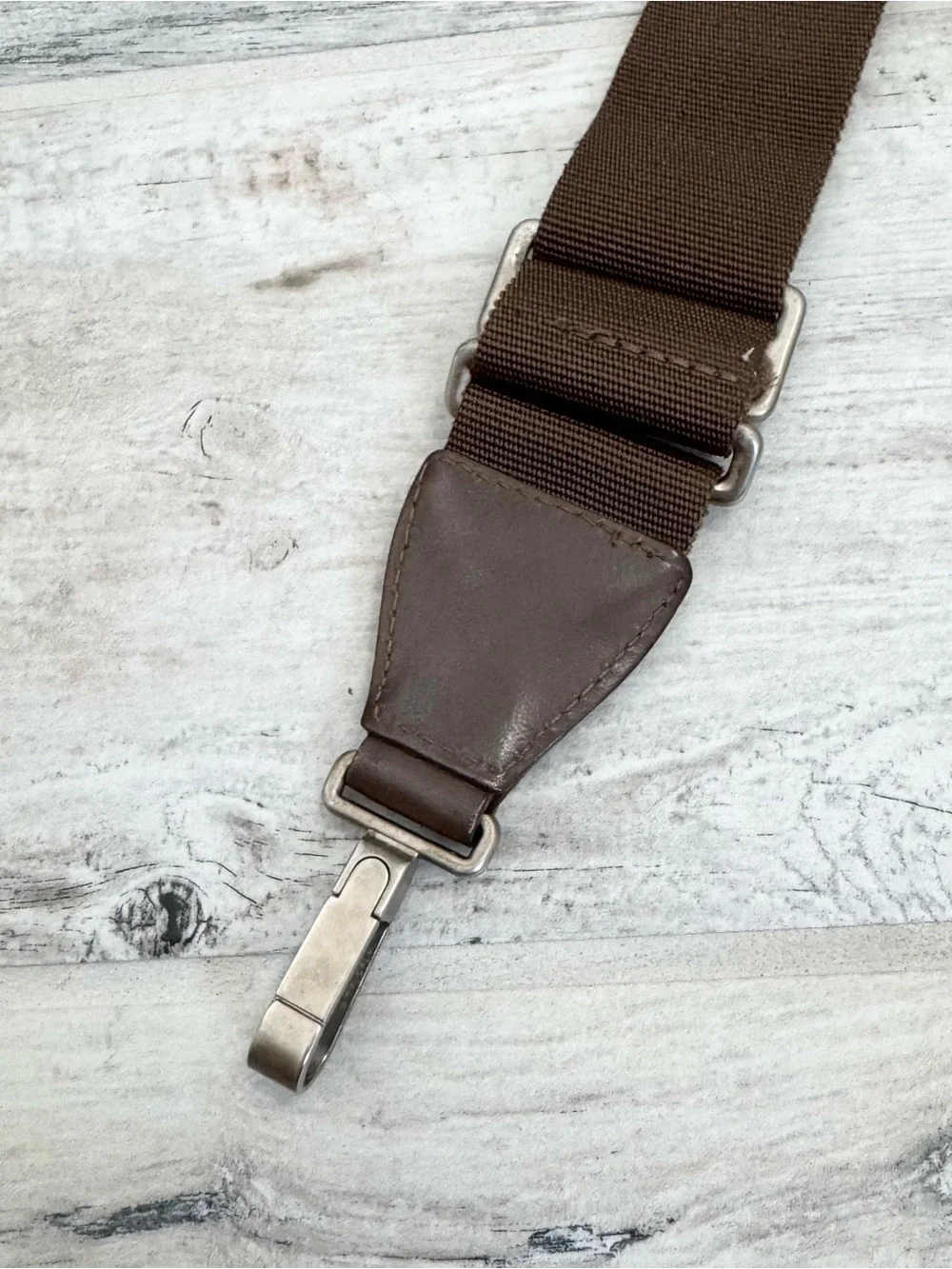 Chanel Brown Nylon Leather Adjustable Shoulder Strap